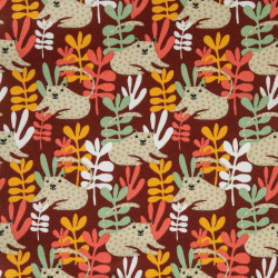 Printed Cotton TANZA Dark Red / Curry
